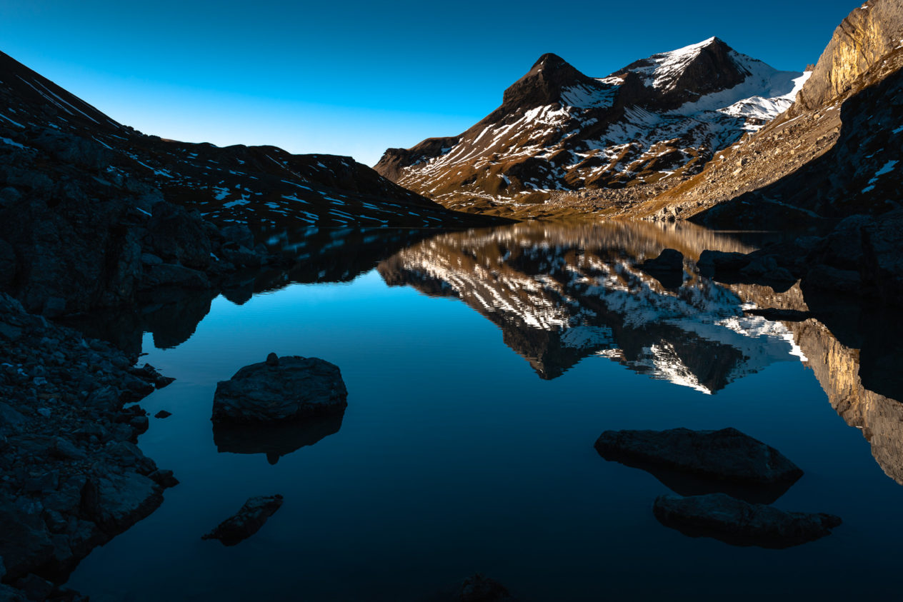 Sunrise at Lac de Sanetsch with the Sanetschhorn mountain in the background. Tranquil dawn at Sanetch - Copyright Johan Peijnenburg - NiO Photography